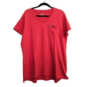 Ariat Rebar Women's Red Pocket workwear Tee Cowgirl Ranch Core Utility Core